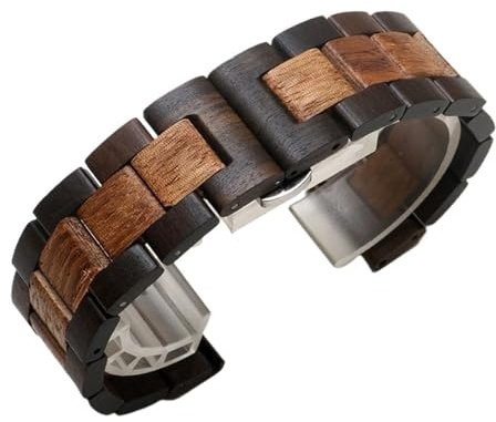 Träarmband med justerbar längd, snabbkoppling, kompatibelt med 20 mm, 21 mm, 22 mm och 23 mm klockfästen.(Color B,21mm)