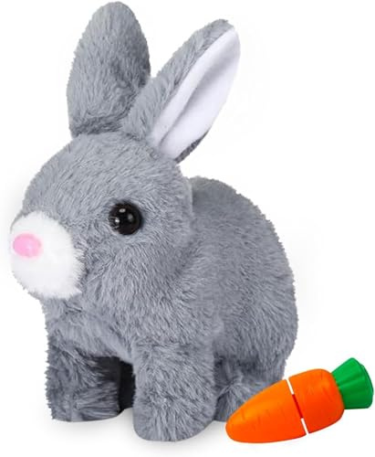 YeahBoom Hüpfender Kaninchen,Hase Elektrisch Spielzeug,Osterhase Stofftier Klein,Plüschhasenspielzeug,Hüpfendes Kaninchen Spielzeug,Interaktives Elektronisches Haustier,Hasen Kuscheltiere Klein