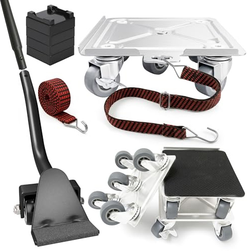 MoverPlan Ruedas para Mover Muebles Pesados 600kg - Elevador Muebles con 5 Ruedas 360°, Acero Reforzado, Correas de Amarre, Palanca Extensible, Kit Profesional 22 Piezas