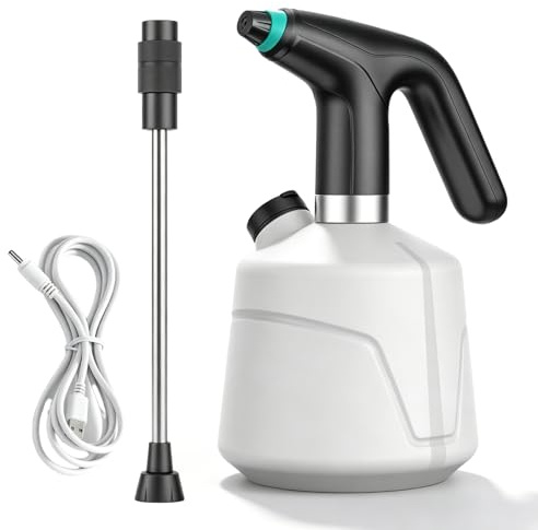 Spruzzatore elettrico con asta di prolunga, batteria ricaricabile da 2 l, per lavori di giardinaggio e pulizia della casa, modalità di rotazione per nebbia e getto d'acqua, ricarica USB