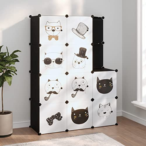 Solivagant Kinderschrank Modular mit 10 Würfeln Schwarz PP, Haushaltsbedarf,Aufbewahrung Ordnungssysteme,Kleideraufbewahrung,Schuhregale -schränke, 10.1 kg-340582