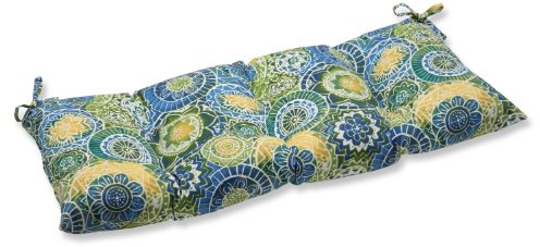 Pillow Perfect 535340 Indoor/Outdoor Omnia Lagoon Swing/Bench Cushion,Blue,44 x 18.5