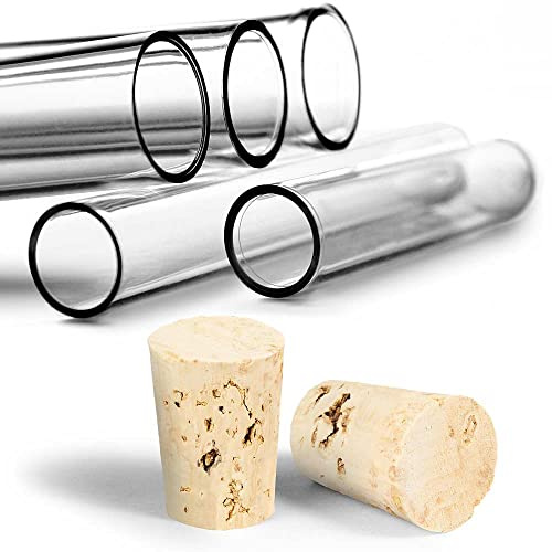 Tuuters 100x Kunststoff Reagenzgläser mit Korken, Naturkorken, 100 x Ø 21mm | Reagenzglas mit Verschluss, Plastik Kunststoffröhrchen für Blumensamen, Kräutersalz, Geschenke als originelle Give-Aways
