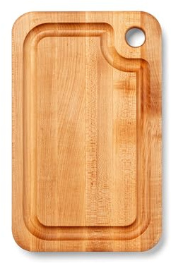 John Boos Prestige Series Rectangular Wooden Maple Cutting Board 16”x10” – 1.25” Thick, 6-lb Reversible Butcher Block with Juice Groove, Edge-Grain & Finger Grip Hole – Made in the USA