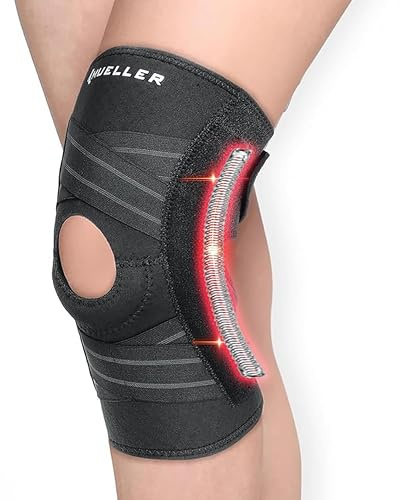 MUELLER Sports Medicine Self Adjusting Knee Brace for Men and Women, Knee Stabilizer for Compression and Pain Relief Support, Ideal for Arthritis, Sprains, Black, One Size