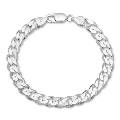 JEWLIX Herren 925 Sterling Silber Panzerkette Armband, 8mm Breit, Hochglanz, Karabiner