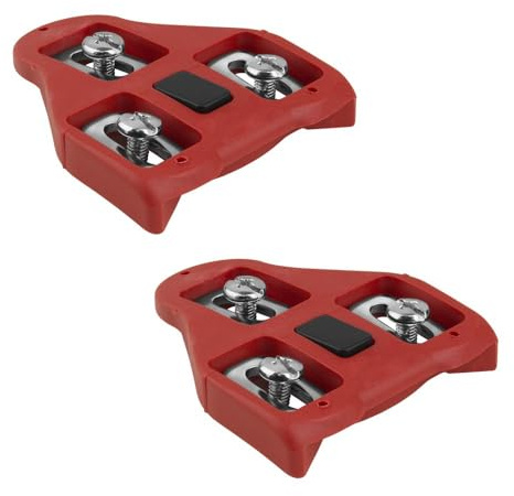 BV Bike Cleats Compatible with Look Delta and Peloton Bike - Adjustable 9 Degree Float System for Ultimate Stability and Power Transfer - Durable Red Metal Cleats for Road and Indoor Cycling Shoes