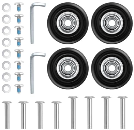 VILLCASE 4 Piezas Ruedas Maletas Repuesto, Ruedas Giratorias De Goma para Equipaje, Kit De ReparacióN De Ruedase para Maletas, FáCil InstalacióN, Silenciosas Y Duraderas