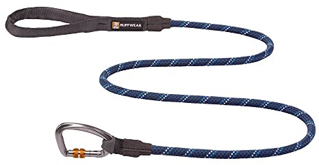 RUFFWEAR Knot-a-Leash, Reflective Rope Dog Lead with Locking Carabiner, 5ft (1.5m) Long, 7mm Thick, Blue Moon