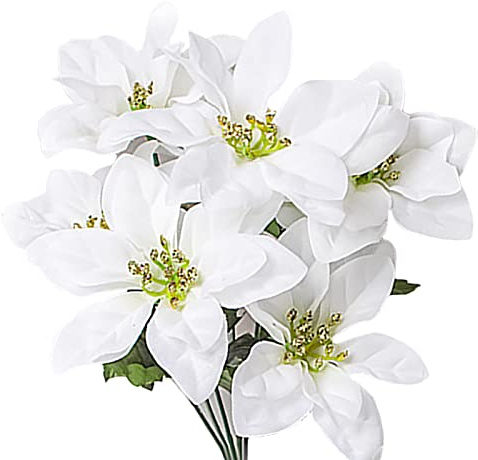 RESOYE Künstliche Weihnachtssterne, 6 Stück, 35,8 cm, weißer Weihnachtsstrauß, 7 Köpfe, künstliche Blumen, Stiel für Weihnachtsbaum, Zuhause, Hochzeit, Party, Dekoration