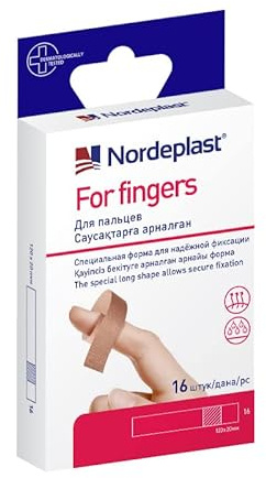 Nordeplast Plasters for Fingers - Set of Water Repellent and Breathing Finger plasters, Pack of 16, One Size