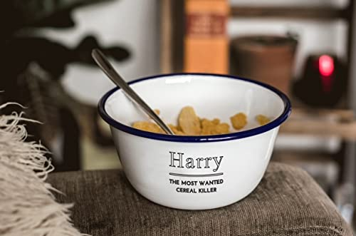 One Mama One Shed Personalised Cereal Killer Bowl - Engraved Enamel