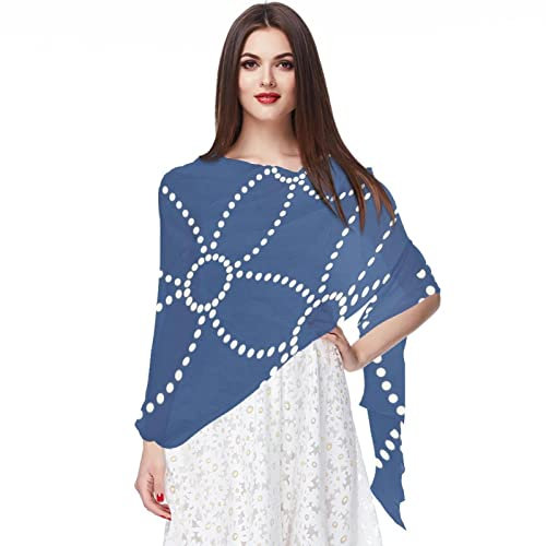Chiffon-Schal, leicht, weich, durchsichtig, lang, für alle Jahreszeiten, klassisches Dunkelblau, mehrfarbig