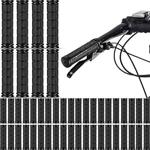 48 Pcs Bike Handle Grips Black Replacement Non Slip Rubber Bicycle Handlebar Grips Tricycle Wheelchair Mountain Bike BMX MTB(Stripe Style)