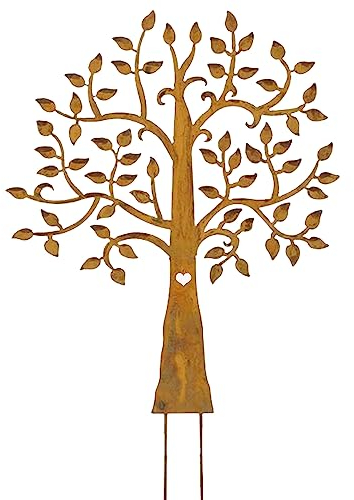 Gartenstecker Lebensbaum Edelrost 39cm als Gartendeko zum Stecken in Rostoptik