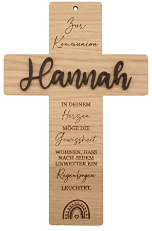 Kommunionskreuz personalisiert in verschiedenen Schriftfarben | Geschenk | Kommuniongeschenk | Kommunion | 20x13 cm Pohmer Design