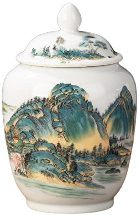 MagiDeal Pot de Gingembre en céramique Vase Chinoiserie Pots de Porcelaine Traditionnels de Style Chinois Pot de Gingembre Asiatique pour la décoration de la, Paysage