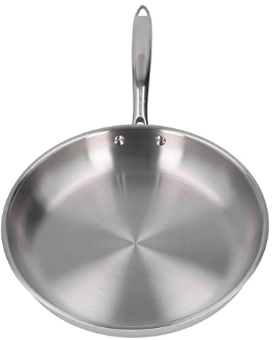 Edelstahl-Bratpfanne, 3-lagige Edelstahl-Pfanne, Runde Kuchenform, Waffel-Pfannkuchen-Maker, Schneller und Einfacher Dessert-Maker Omelett-Kochen, Heimkochwerkzeug (28cm)