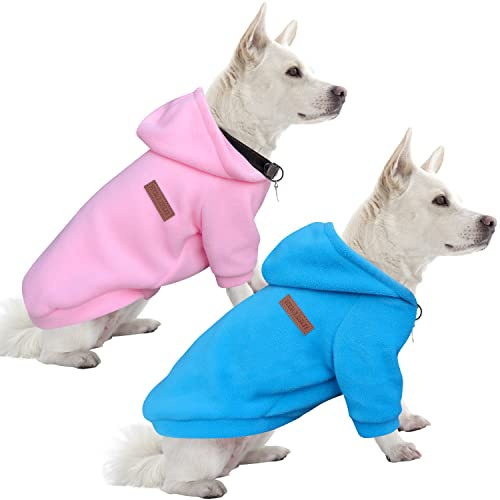 HuaLiSiJi Hunde Hoodie Hunde Sweatshirt Fleece Chihuahua Pullover Warm und Leicht, Sehr Schön, Bequem und Weich, Super Anzuziehen (XL, Rosa+Blau)