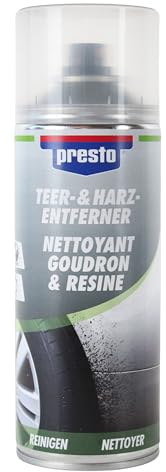 Presto Teer- und Harz-Entferner, 400ml, KFZ - müheloses Entfernen von Teer, Bitumen, Harz und Wachs - schonend für den Lack, Teerentferner, Harzentferner