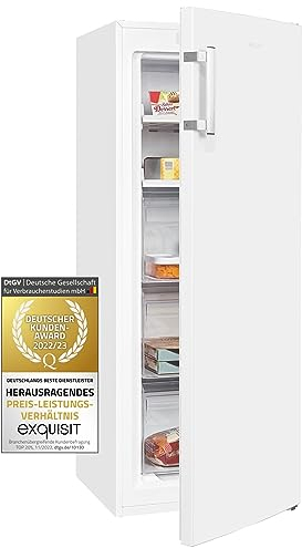 Exquisit Gefrierschrank NoFrost, Tiefkühlschrank groß, 161 Liter, Schnellgefrieren, Alarm-Funktion, GS5231-NF-H-040C weiss