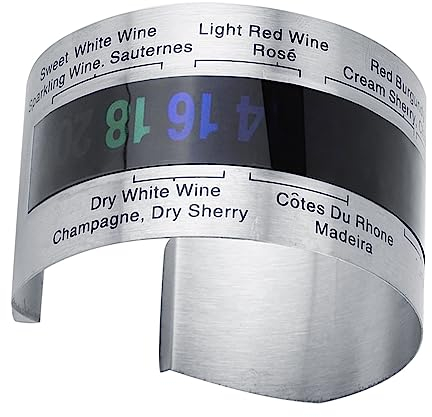 Jeanoko Thermomètre à vin, thermomètre à Affichage numérique Thermomètre à vin Rouge Thermomètre en Acier Inoxydable pour température de Cave à vin