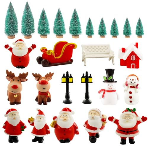 25 pcs Weihnachten Miniatur Ornamente,Weihnachtens Mini Modell Ornamentes | Mini Weihnachten kleine Figuren,Minis Weihnachtsbaum,Garten Micro Landschaft Weihnachtens Deko,Party Decor,Desktop Dekoration