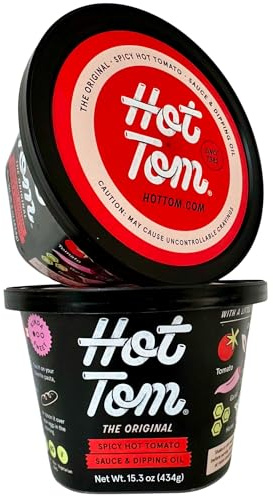 Hot Tom Spicy Hot Tomato Sauce & Dipping Oil Original Flavor Two Pack - made with olive oil, honey, chilis