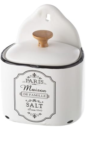 Salero Paris de Stoneware Negra Blancos Vintage para Cocina France (Salero)