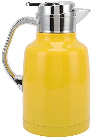 Insulated Jug 304 Stainless, 1.6l Large Capacity Thermal Jug, Double Walled Insulated Milk Jug for Coffee Tea, Water, Drink, Hot &Cold Drinks (Yellow)