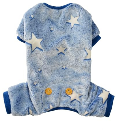 Maigllra Plüsch Hund Schlafanzug Glow In The Dark Dog Jumpsuit 4 Legged Onesie für kleine mittlere große Hund, Blue Star M