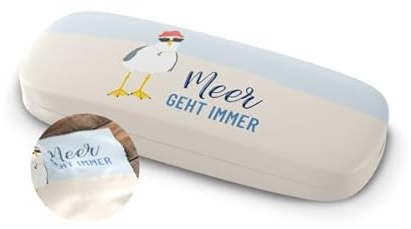 Rungassi Brillenetui Brillentasche Brillenbox Hartschale mit Putztuch Thema Meer (Möwe - Meer geht immer)