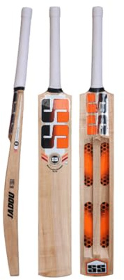 SS Sunridges Jaddu Premium Kashmir Willow Leather Ball Scoop Cricket Bat - Adult Size - Short Handle (Bat Cover Included)