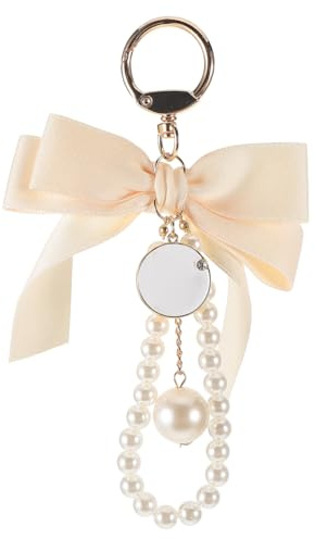 LIFKOME Quasten-Schleifen-Schlüsselanhänger Perlen-Auto-Schlüsselanhänger Süßer Charm-Anhänger Modischer Taschenanhänger Damen-Geldbörsen-Anhänger Charms Für Schlüssel Geldbörse