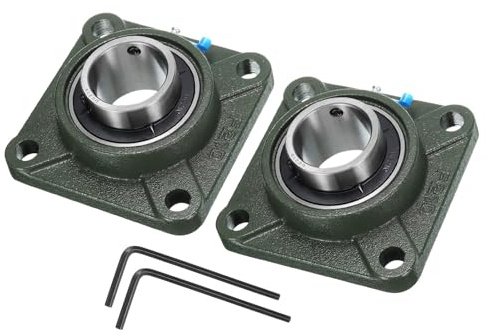 Kozelo 2pz UCF210 Cuscinetti a Blocchetto Cuscino con Foro 50mm Autoallineanti, Cuscinetti Acciaio Cromato Montati Flangia Quadrata con Base Ghisa Solida