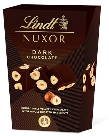 Lindt Nuxor Bombones de Chocolate Negro y Avellanas, Chocolate Lindt, chocolate con frutos secos, Bombones para regalar, 150g