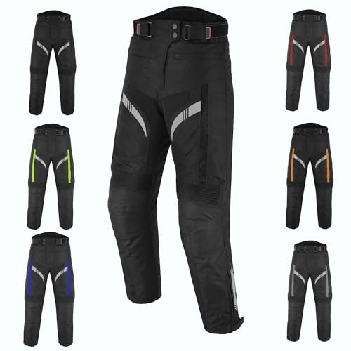 Vaster Moto Motorradhose für Herren, wasserdicht, Cordura-Textilien, Schutzhose für Motorradhose mit abnehmbaren Panzern, XS, L