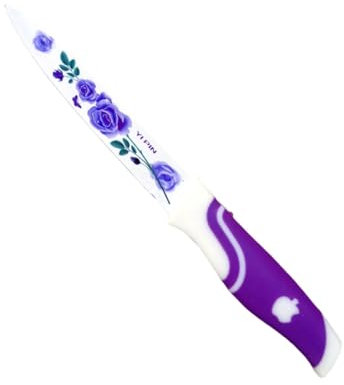 Super Mundo - Cuchillos de Cocina de Cerámica con Flores,ideal para Cortar Verduras y Frutas (94061) (Morado)