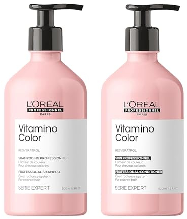 L'Oréal Professionnel Farberhaltendes XL-Pflegeduo für coloriertes Haar, Mit Resveratol, Serie Expert, Vitamino Color Shampoo 500ml & Conditioner 500ml