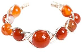 Verstellbare Natursteinringe Für Damen – Handgewebter Perlenring Aus Natürlichem Achat Mit Reisperlen, Elegante, Schöne Offene Ringe Aus Natürlichem Kristall, Partygeschenk, Rot A, Einheitsgr