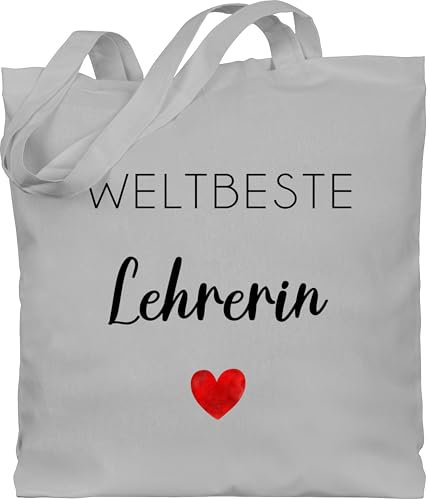 Shirtracer Baumwolltasche - Taschen - Weltbeste Lehrerin | Geschenkidee für die beste Lehrerin der Welt | Geschenk beste Lehrerin - Unisize - Hellgrau - lehrerinnen tasche klassenlehrerin jutebeutel