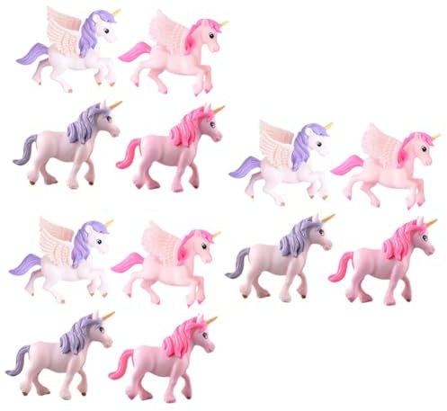 CAXUSD 12stücke Mini Einhorn Figuren Niedliche Garten Dekoration Mooslandschaft Ornamente Farben Flügel Flügel Bonsai Und Puppenhaus Deko