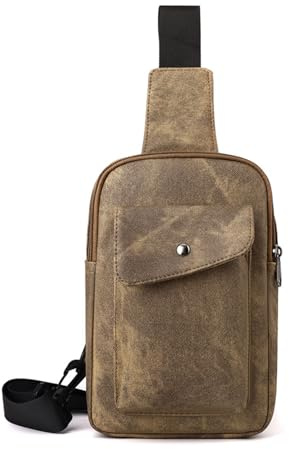 Long Keeper Kleine Sling Bag Brusttasche Kunstleder Crossbody Rucksack Sling Tasche Crossbody Bag Reise Outdoor Schultertasche Umhängetasche für Herren Damen