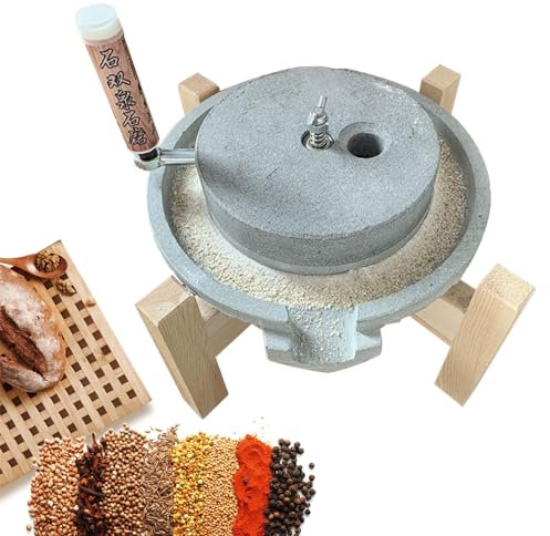 KUOYTT Mulino a Pietra per Cereali di soia a Mano, Mulino a Pietra Blu per impieghi gravosi, macina per Alimenti per Uso Domestico per orzo, Sesamo, Fagioli Mungo, Cereali, Riso