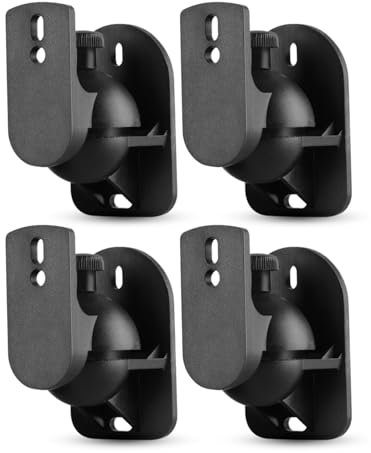 TNP - Soporte universal para altavoz satélite de montaje en pared, abrazadera de montaje en techo con rotación ajustable y ángulo de inclinación para sistema de sonido envolvente de cine en casa,