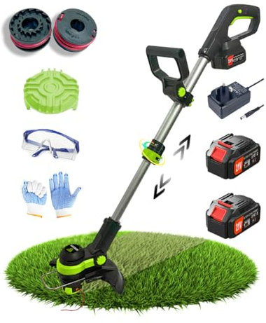 Wrneaoch Cordless Strimmer 21V Grass Trimmer with 11,000 RPM and 750W Motor Garden Strimmer Cordless with 2 Batteries 4.0Ah is the Perfect Partner for all Your Garden and Lawn Care Needs