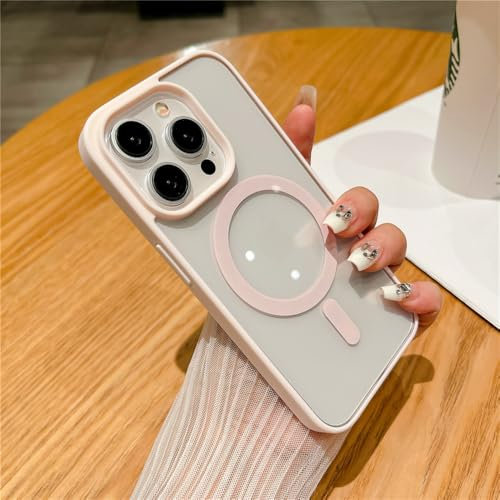 MVVKKY Custodia per telefono per iPhone 16 15 14 13 12 11 Pro Max Mini X XR XS 7 8 Plus SE Custodia magnetica trasparente in acrilico, rosa, per iPhone 15