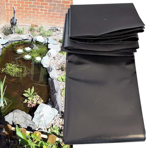 Yopappol Revestimiento para Estanque de 3 x 4 m, 4 x 6 m, 5 x 8 m, 8 x 10 m, 10 x 12 m, Color Negro, Resistente, Membrana de HDPE para estanques de Peces y koi, Fuentes y Arroyos(4x5m)