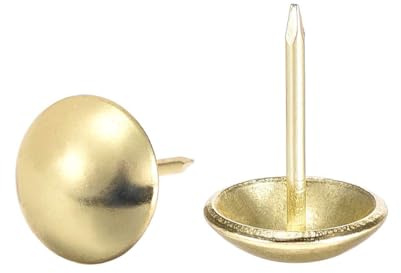 Unifizz 25Pcs Upholstery Tacks 14mmx20mm Decorative Round Head Furniture Nails Pins Gold Tone for Sofa, Chair, Headboards, Carpets, Woodcraft