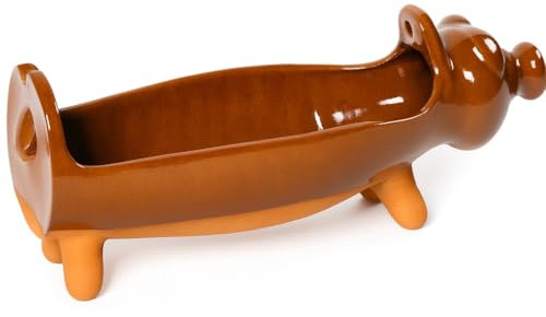 CERDO CERDITO ASADOR BARRO - BARRO ESMALTADO 26 * 10 * 11 cms - CON HIERRO EN INOX PARA CHORIZOS